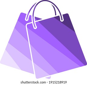 Two Shopping Bags Icon. Flat Color Ladder Design. Vector Illustration.