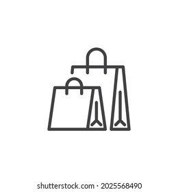 Two shopping bags line icon. linear style sign for mobile concept and web design. Small and large bag outline vector icon. Symbol, logo illustration. Vector graphics