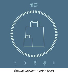 two shopping bags line vector icon. Flat design style.