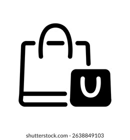 Two Shopping Bags, One Large Outline and One Small Solid, for Merchandise