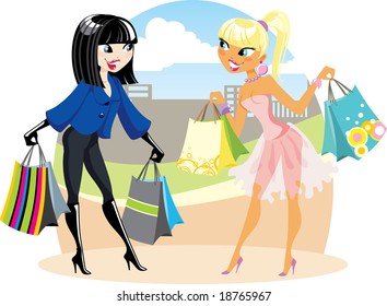 Two shopping girls