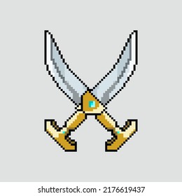 dos cuchillas cortas en vector de estilo de arte de píxeles