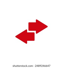 Two short small red arrows point in different opposite directions. Vector illustration on white background.