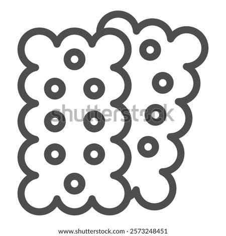 Two shortbread cookies line icon, sweets pastry concept. Vector graphics. Cookie cracker, bakery sign on white background, outline style icon for mobile or web design