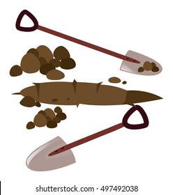 Two shovels and hole in the ground illustration