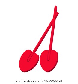 Two shovels icon vector 3d. Trendy flat two shovels icon from construction collection isolated on white background. Vector illustration can be used for web and mobile graphic design