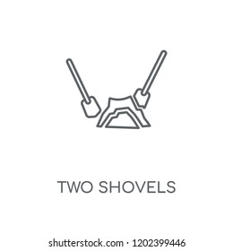 Two Shovels linear icon. Two Shovels concept stroke symbol design. Thin graphic elements vector illustration, outline pattern on a white background, eps 10.