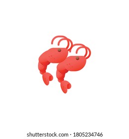 two shrimp icon. isolated on white background