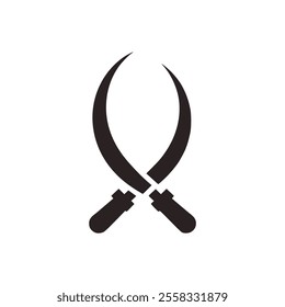 two sickle hand tool farm logo vector illustration template design