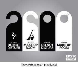 Two Side Black and White Door Hanger Tags for Room in Hotel or Resort - EPS10 Vector