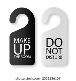 Two side black and white door hanger tags for room in hotel or resort. Vector