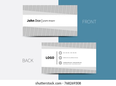 Two side business card with abstract line background in shades of grey
