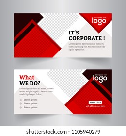 Two side Business Web banner standard sizes. Templates with round place for photos, buttons. Vector illustration, Easily Editable Vector.