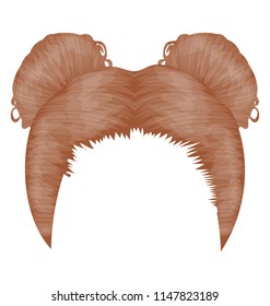 
A two side high bun with fringes on face denoting space buns icon

