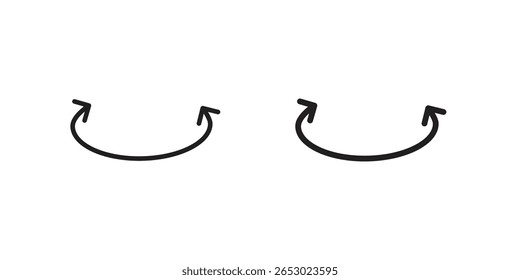 Símbolo de ícone de dois lados definido em preto. ícones de linha e simples