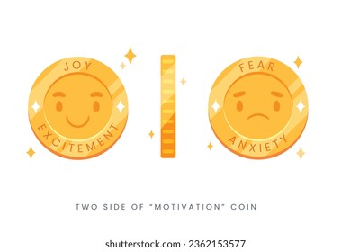 Two side of Motivation coin. Isolated Vector Illustration