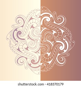Two side ornament as graphic design element. Good for greeting cards and menu