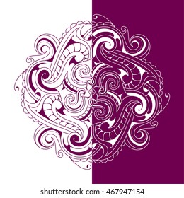 Two side ornament as graphic design element. Good for greeting cards and menu