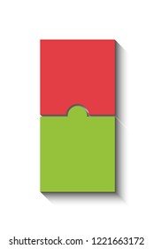 Two sided 3d puzzle presentation banner. Abstract puzzle infographic template with explanatory text field business statistics. Vector 2 pieces puzzles illustration. Section two compare service banner