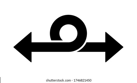 Two Sided Bent and Twisted Arrow Icon. Vector Image.