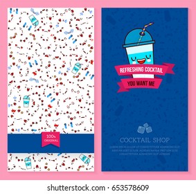 Two sided brochure design with emotion pattern and sweet cocktail.