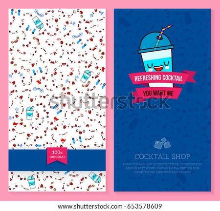Two sided brochure design with emotion pattern and sweet cocktail.