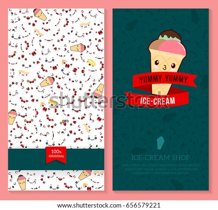 Two sided brochure design with emotion pattern and sweet ice cream.