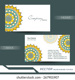 Two sided business card with proper place holders for your content decorated with floral design.