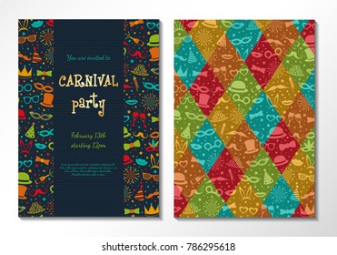 Two sided Carnival invitation. Vector.