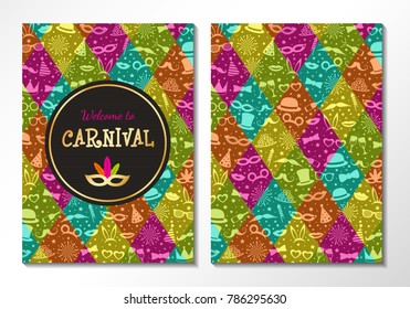 Two sided Carnival invitation. Vector.