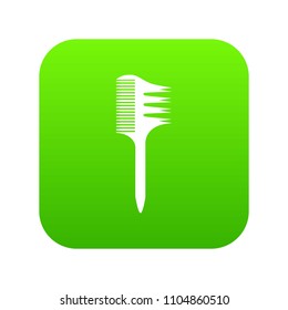 Two sided comb icon green vector isolated on white background