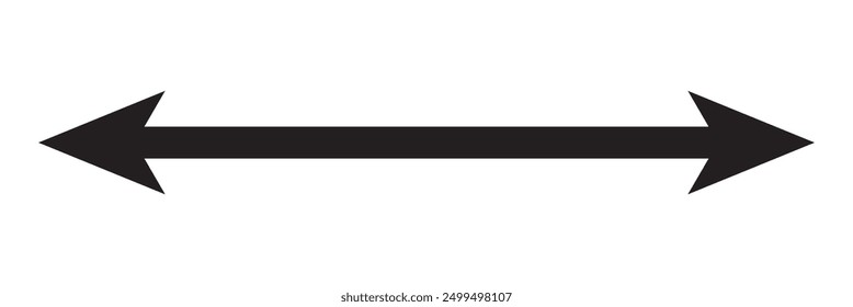 Two sided dual long arrow icon. Black horizontal double arrow.