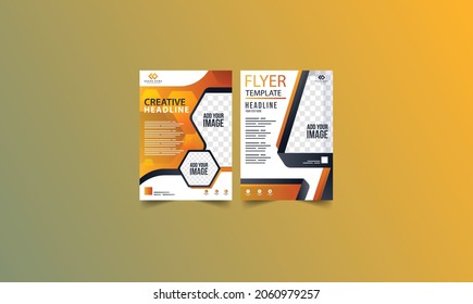 Two sided flyer template design with abstract style and minimalist style use for ads layout and leaflet, Corporate Book Cover Design Template in A4. Can be adapt to Brochure, Annual Report, Magazine,
