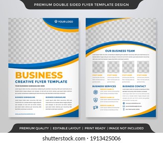 Two sided flyer template wave design with abstract style and minimalist style use for ads layout and leaflet