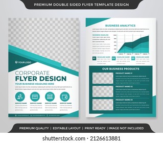 Two sided flyer template wave design with abstract style and minimalist style use for ads layout and leaflet