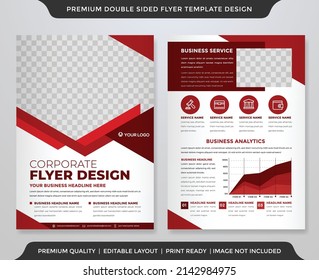 Two sided flyer template wave design with abstract style and minimalist style use for ads layout and leaflet