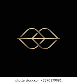 Two sided leaves outline in gold.