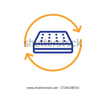 Two sided mattress line icon. Change side of orthopedic pad sign. Breathable sleep bed symbol. Colorful thin line outline concept. Linear style mattress icon. Editable stroke. Vector