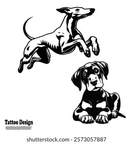 Two sided tattoos with different dog models