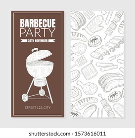 Two Sided Vertical Square Invitation Card for Barbecue Party