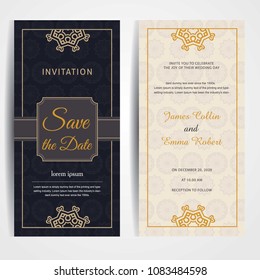 Two Sided Wedding Invitation in Blue Background