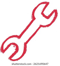Two Sided Wrench Construction Related Icon Crayon Chalk Drawing Vector