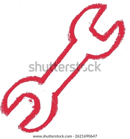 Two Sided Wrench Construction Related Icon Crayon Chalk Drawing Vector