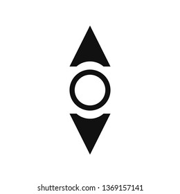 Two sides arrow with circle. Black and white logotype. Letter icon.
