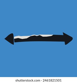 Two sides arrow. Arrow from torn or cut out paper.