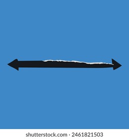 Two sides arrow. Arrow from torn or cut out paper.