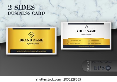 Two sides black and gold luxury business card design template