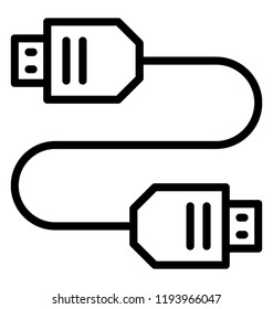 Two sides connecter attached with cable depicting cable connector