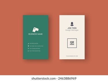Plantilla de diseño simple de tarjeta de nombre de dos lados con Orientación de Vertical para profesionales de negocios