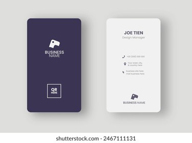 Two sides name card simple design template with rounded vertical orientation for business